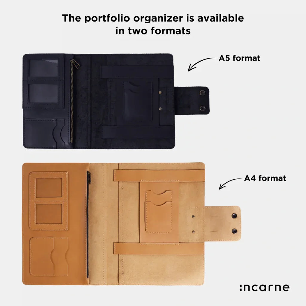 Leather portfolio-organizer for a notebook - INCARNE® Global