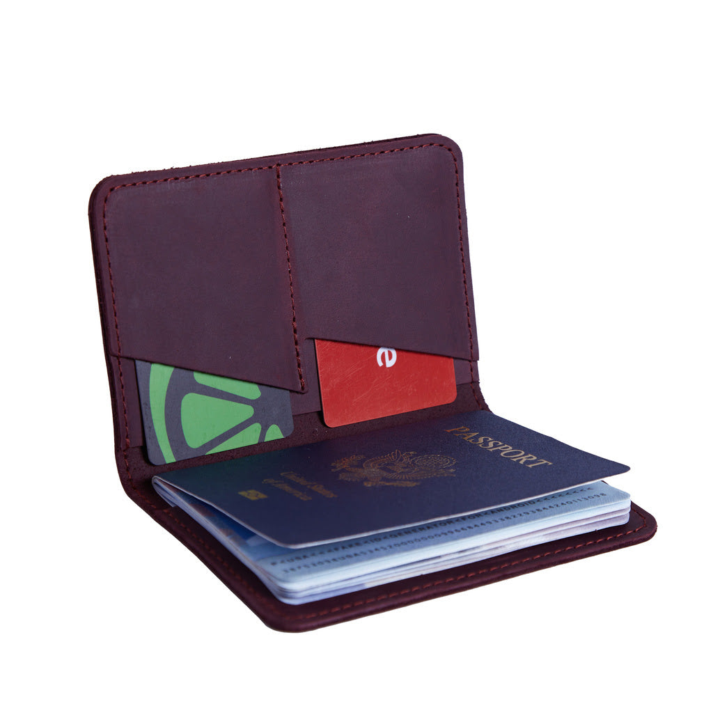 Passport Cover with Pockets Made from Vintage Leather