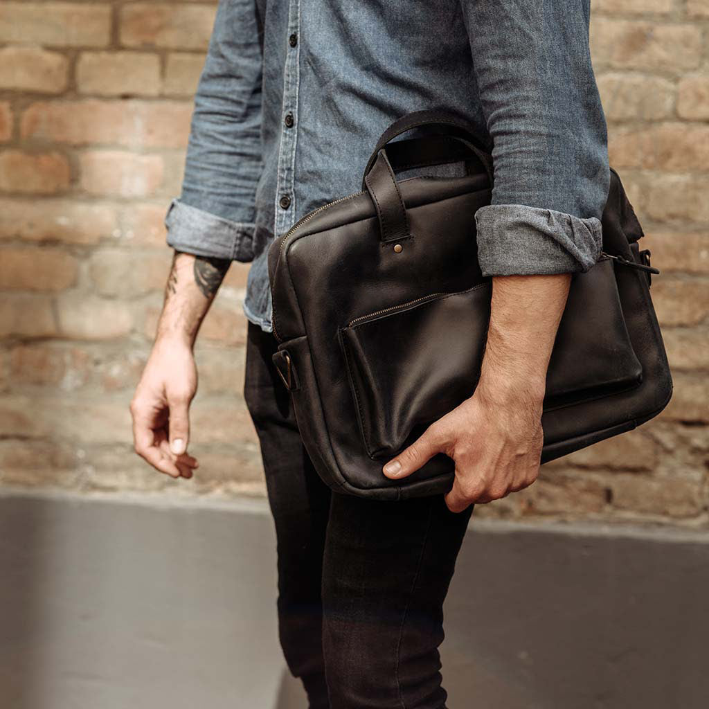 Biz Leder -Laptop -Tasche