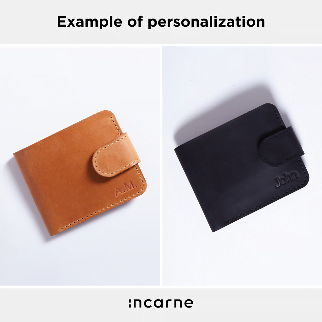 Mini Jack RFID-blocking wallet made from vintage leather