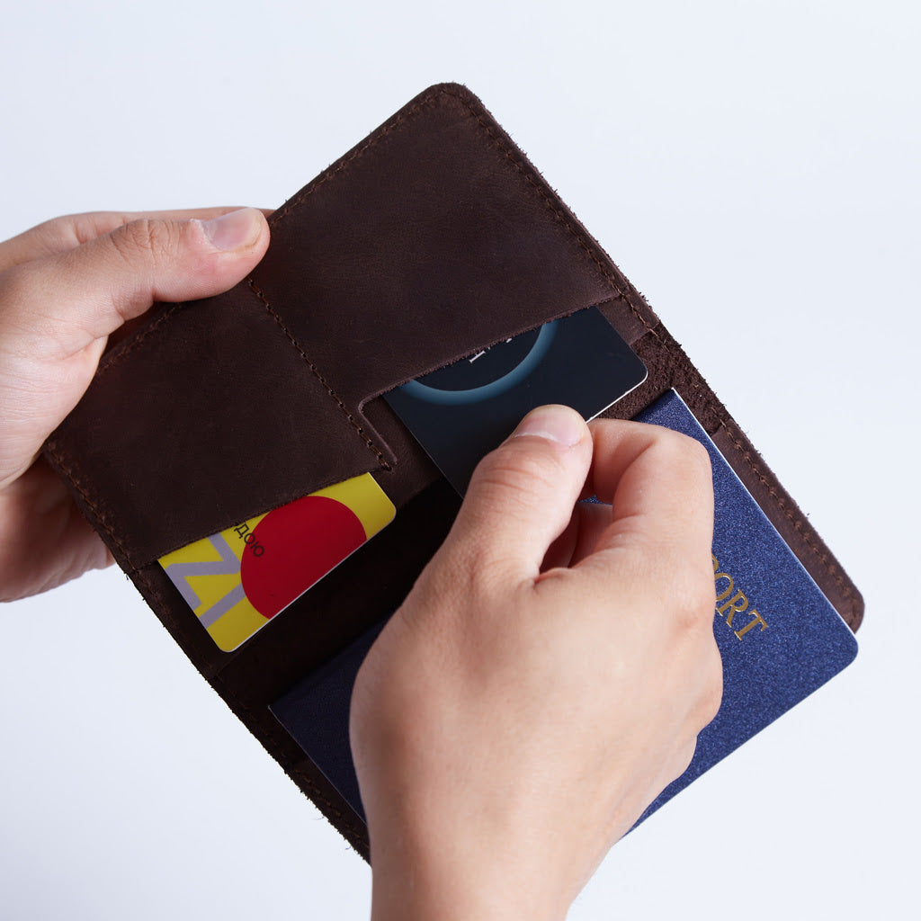 Passport Cover with Pockets Made from Vintage Leather