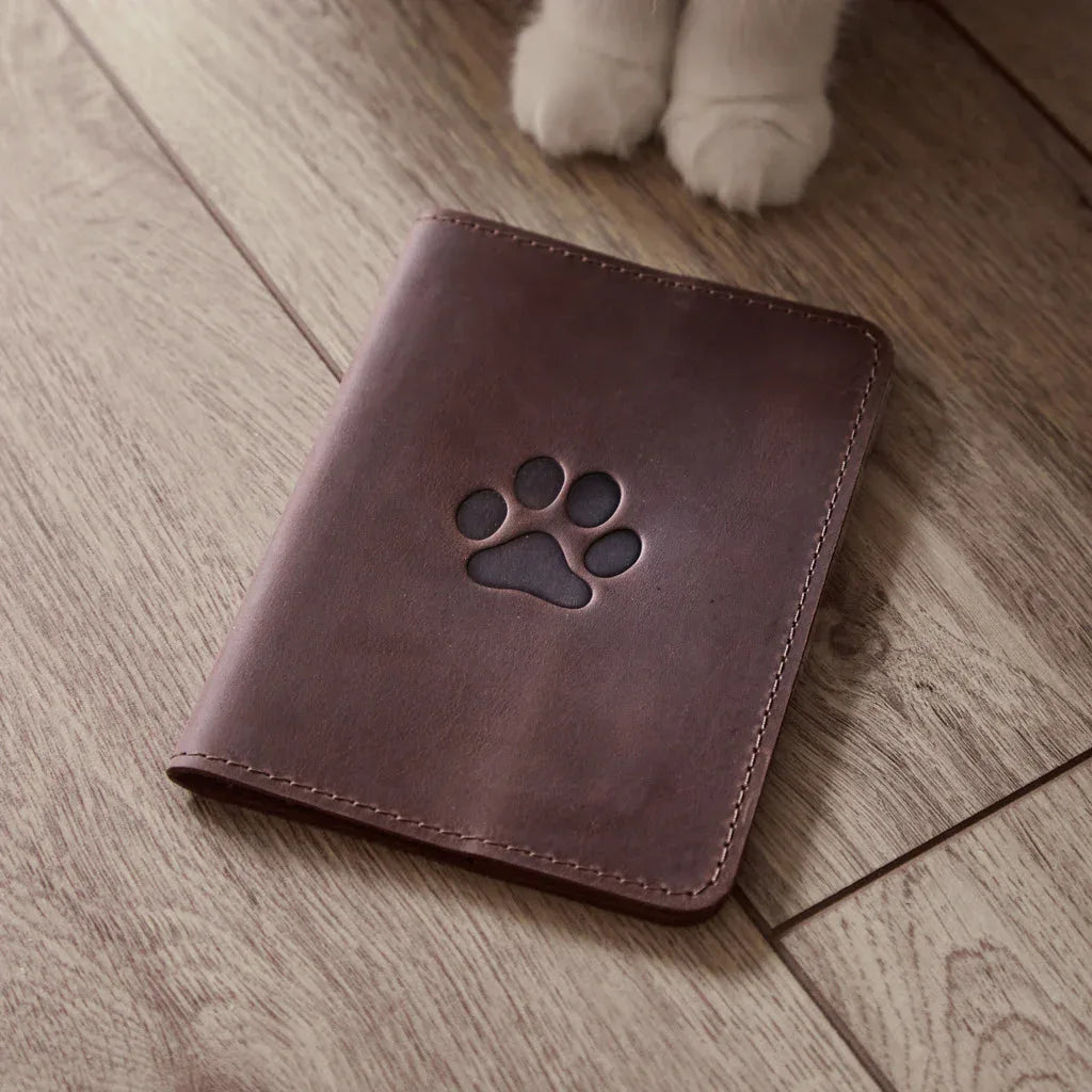 Leather cover for a veterinary passport Paw - INCARNE® Global