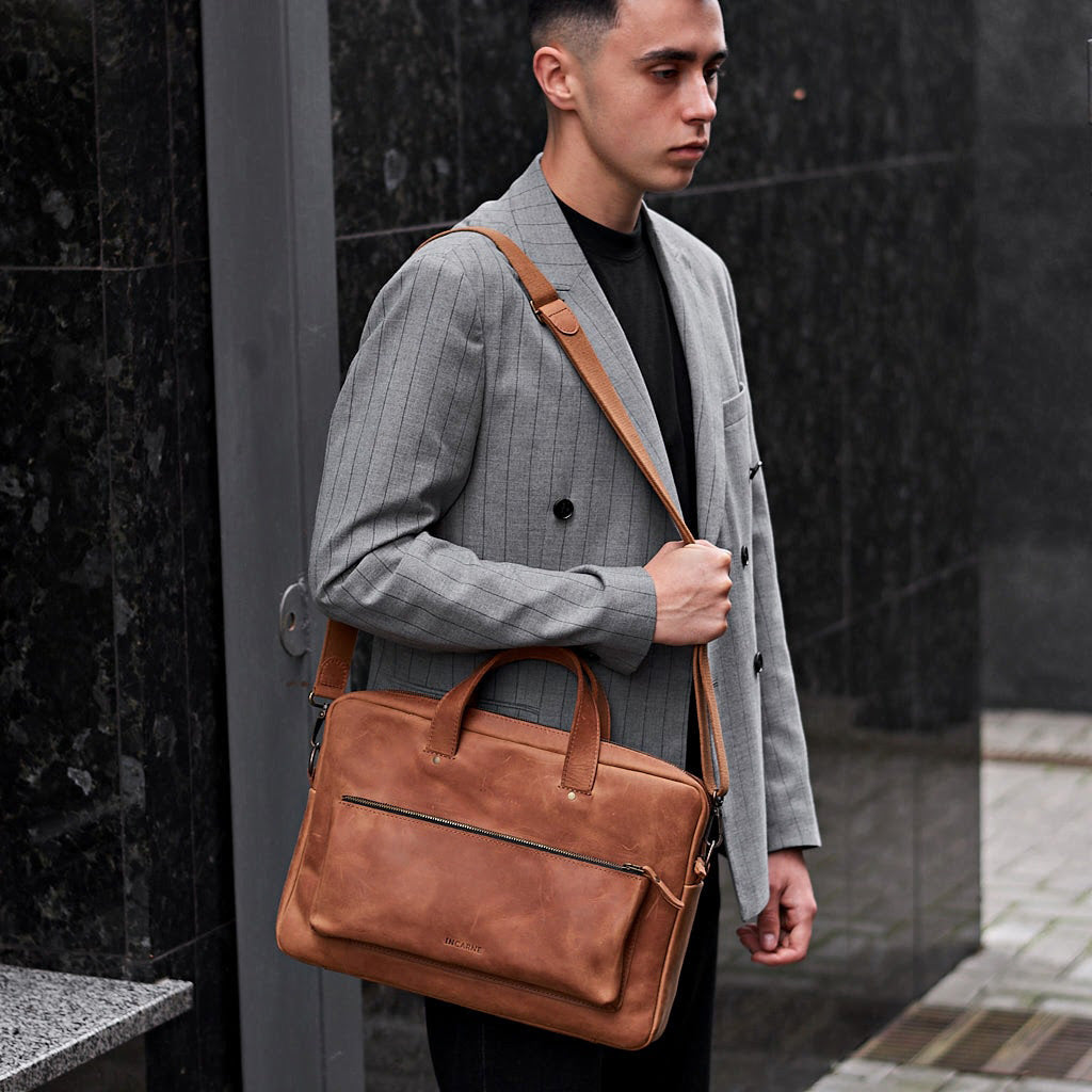 Biz Leder -Laptop -Tasche