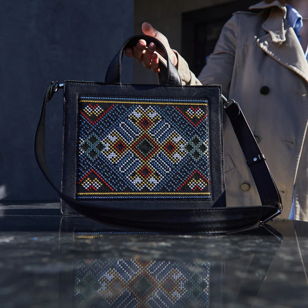 PRE-ORDER 🏷️ Women's genuine leather bag with ornament Berehynia - INCARNE® Global