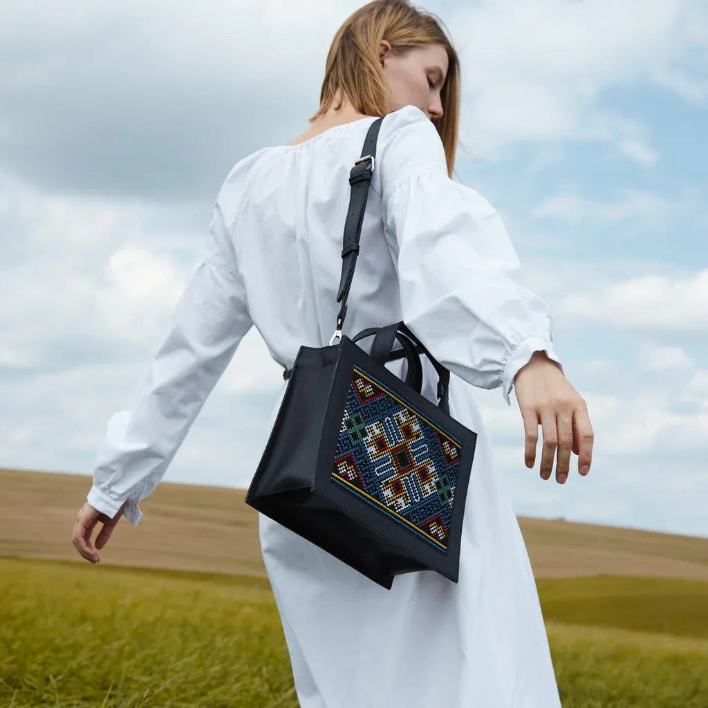 PRE-ORDER 🏷️ Women's genuine leather bag with ornament Berehynia - INCARNE® Global