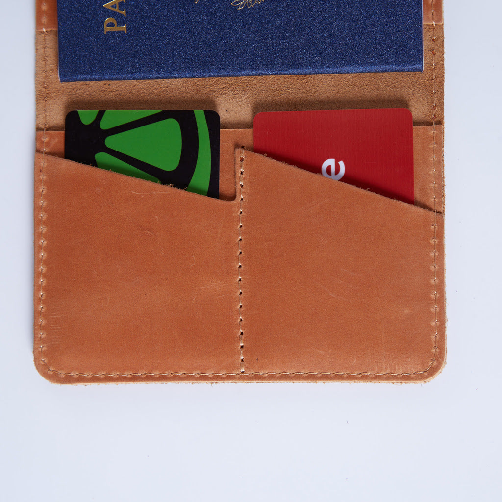 Passport Cover with Pockets Made from Vintage Leather
