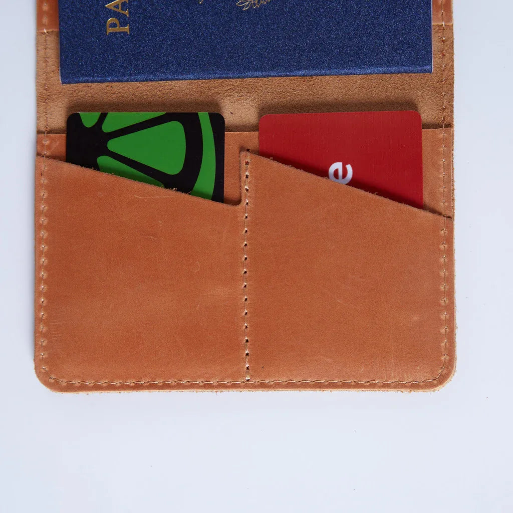 Passport Cover with Pockets Made from Vintage Leather - INCARNE® Global