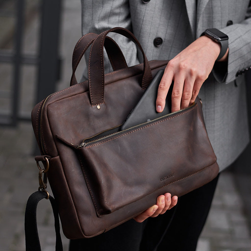 Biz Leder -Laptop -Tasche