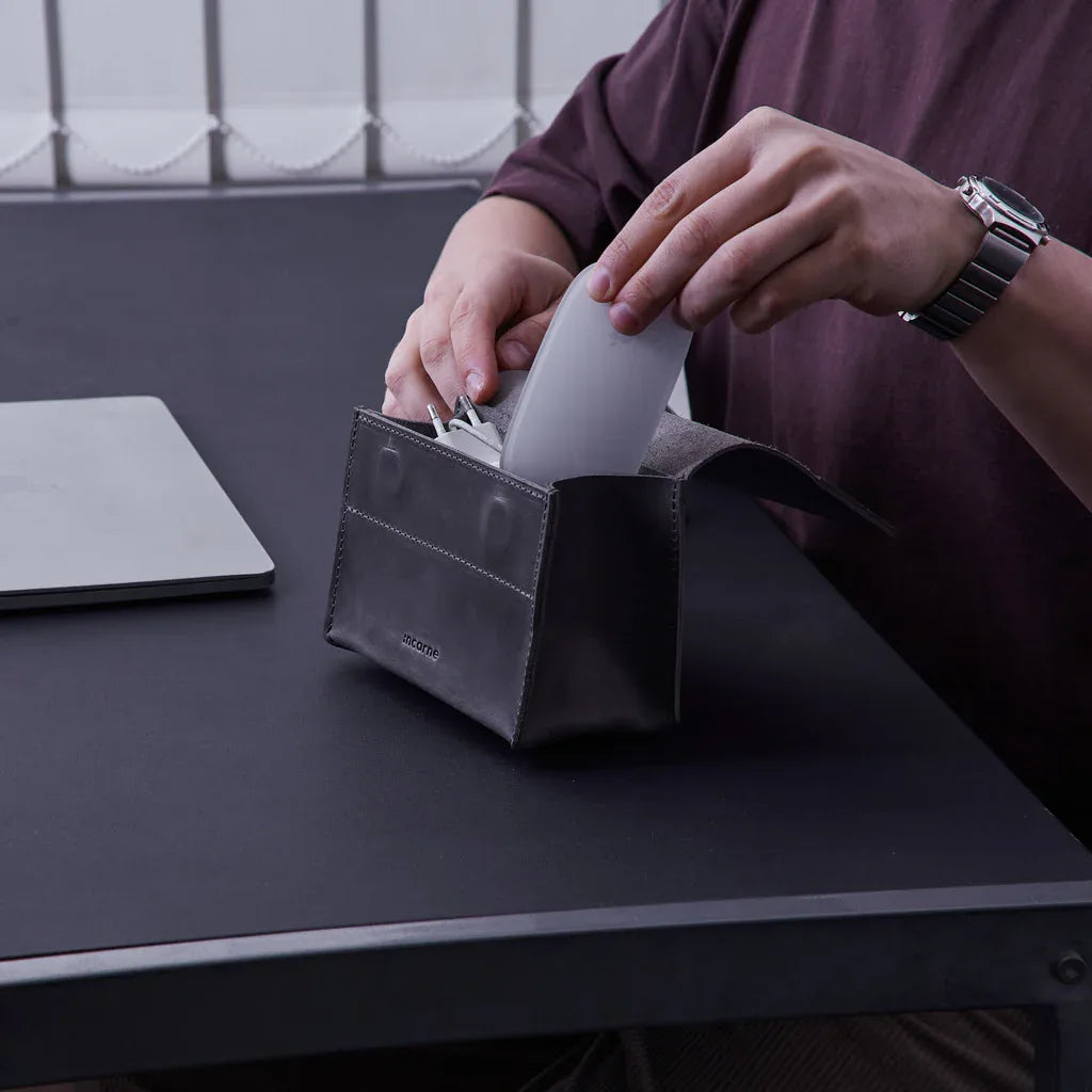 Wire Keeper Leather Organizer for Cables, Mouse, Adapters - INCARNE® Global