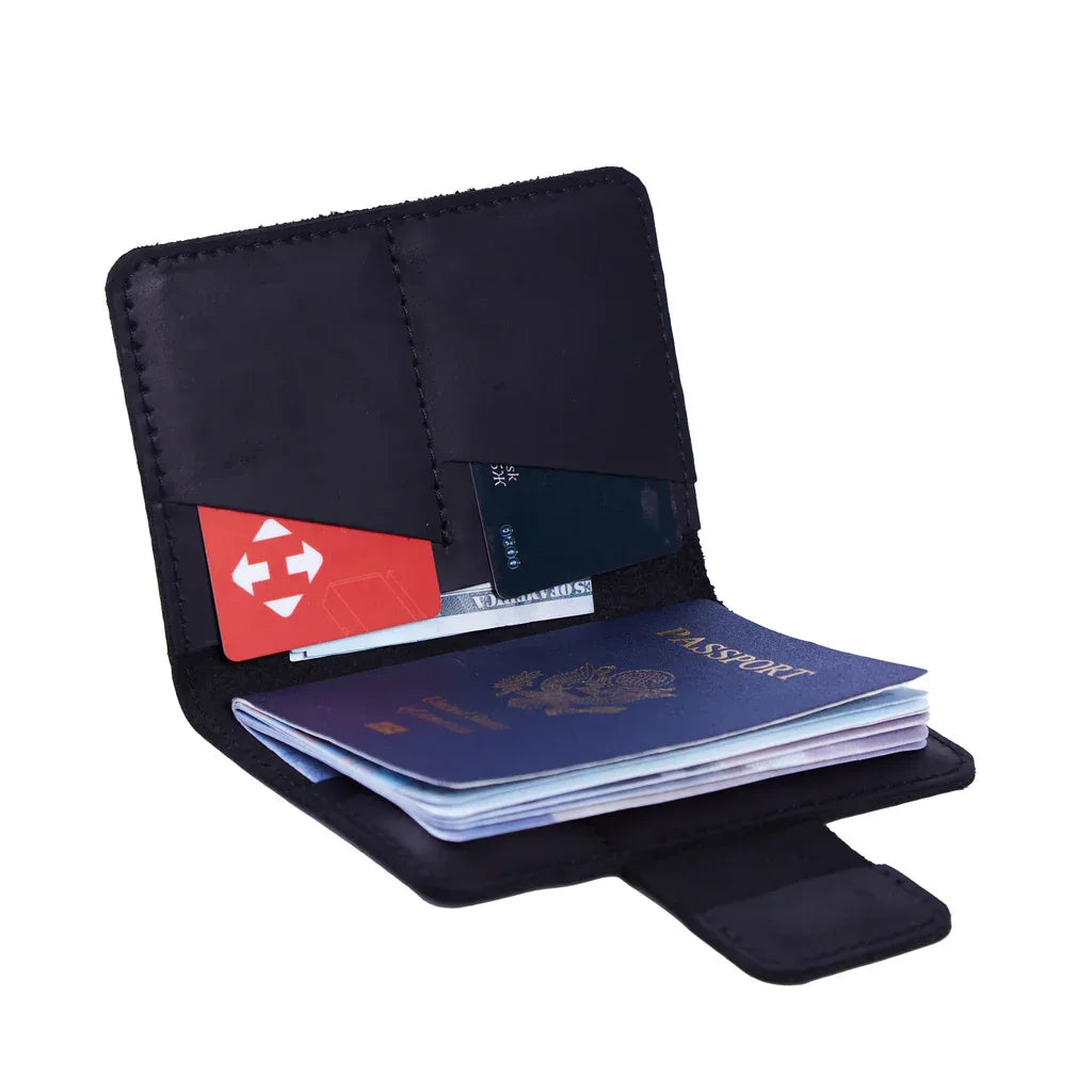 Smart Journey Vintage Leather Passport Cover for Travel with AirTag and Cards Holders - INCARNE® Global