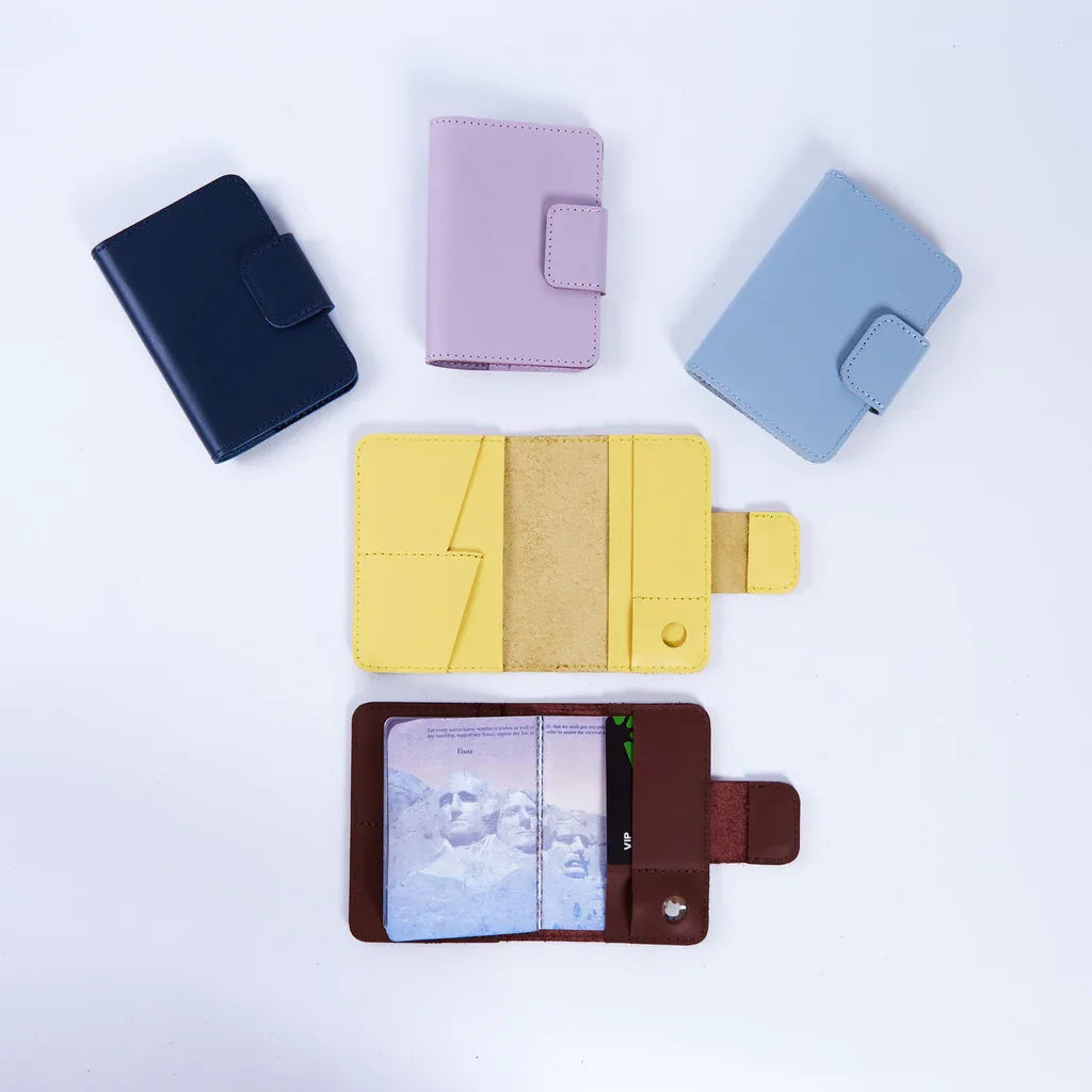 Smart Journey Classic Leather Passport Cover for Travel with AirTag and Cards Holders - INCARNE® Global