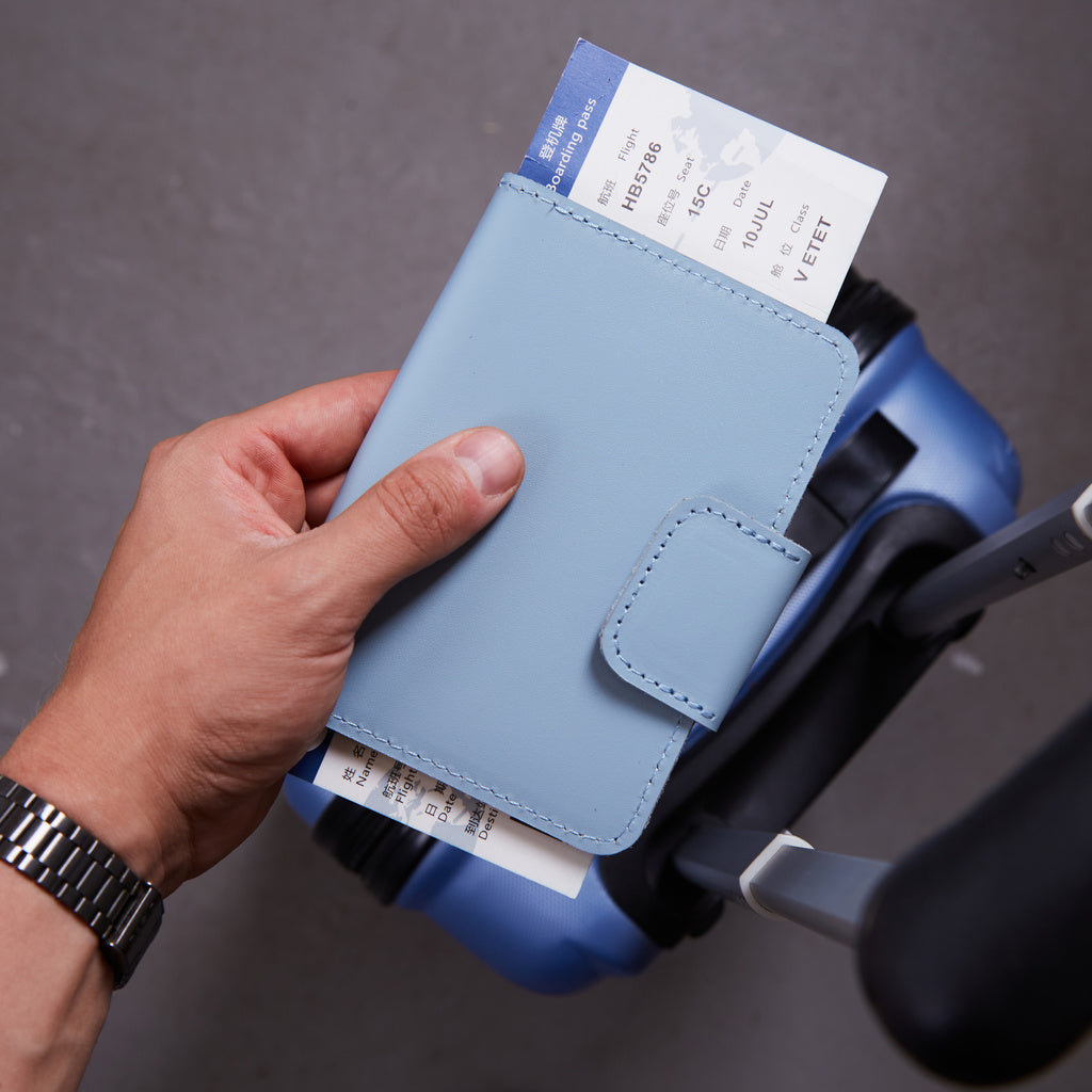 Smart Journey Classic Leather Passport Cover for Travel with AirTag and Cards Holders