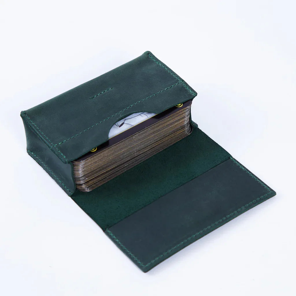 Horizontal tarot bag with magnetic clasp made from vintage leather - INCARNE® Global