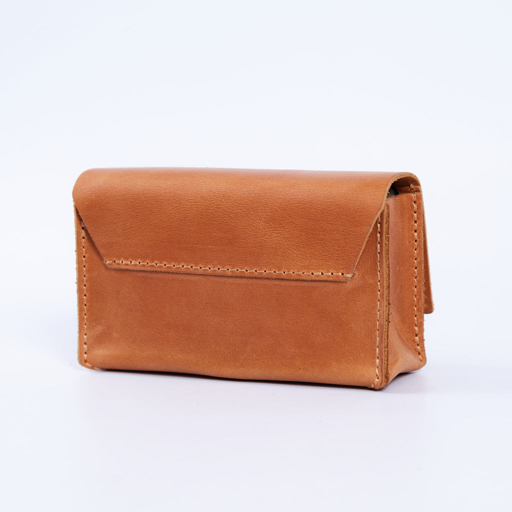 Horizontal tarot bag with magnetic clasp made from vintage leather