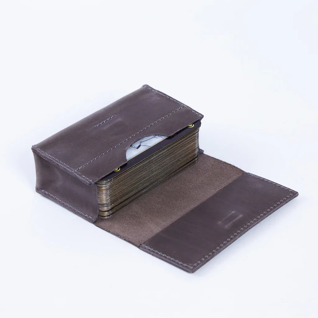 Horizontal tarot bag with magnetic clasp made from vintage leather - INCARNE® Global