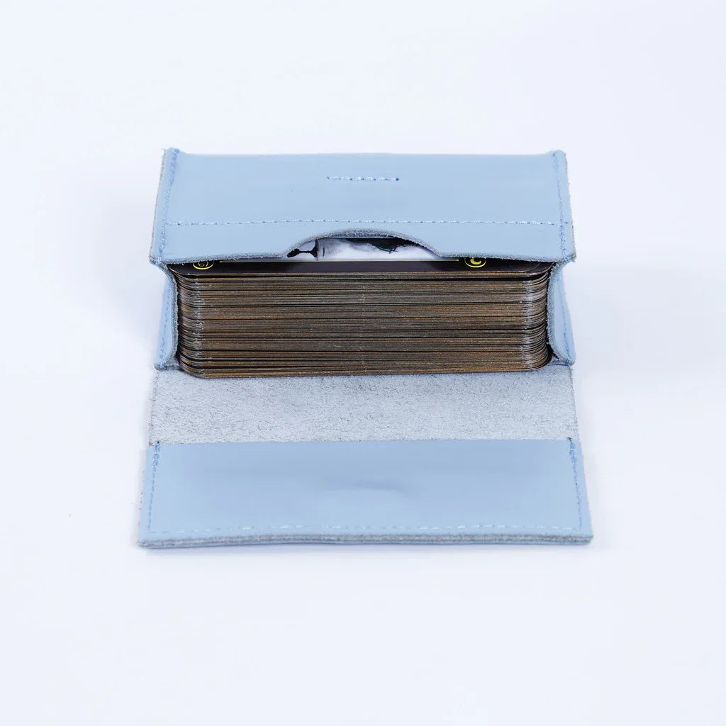 Horizontal tarot bag with magnetic clasp made from classic leather - INCARNEĀ® Global