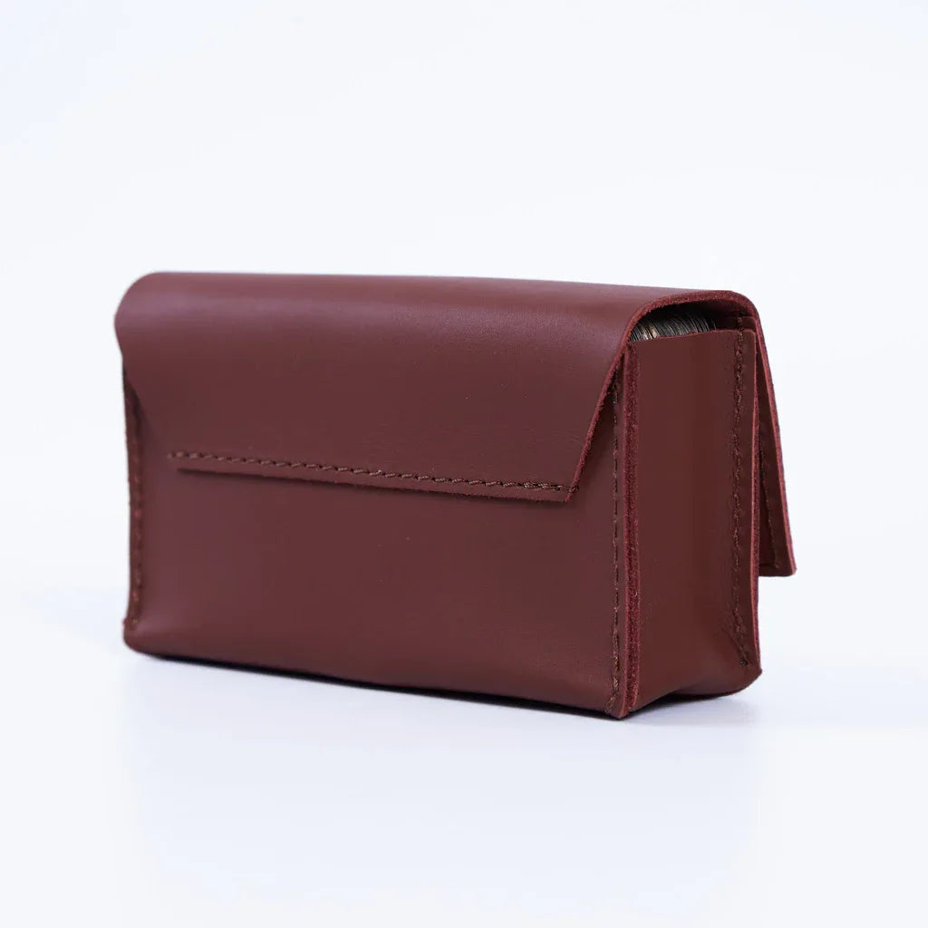 Horizontal tarot bag with magnetic clasp made from classic leather - INCARNEĀ® Global