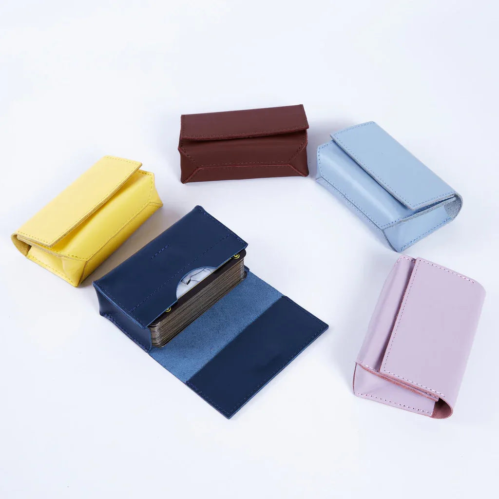 Horizontal tarot bag with magnetic clasp made from classic leather - INCARNEĀ® Global