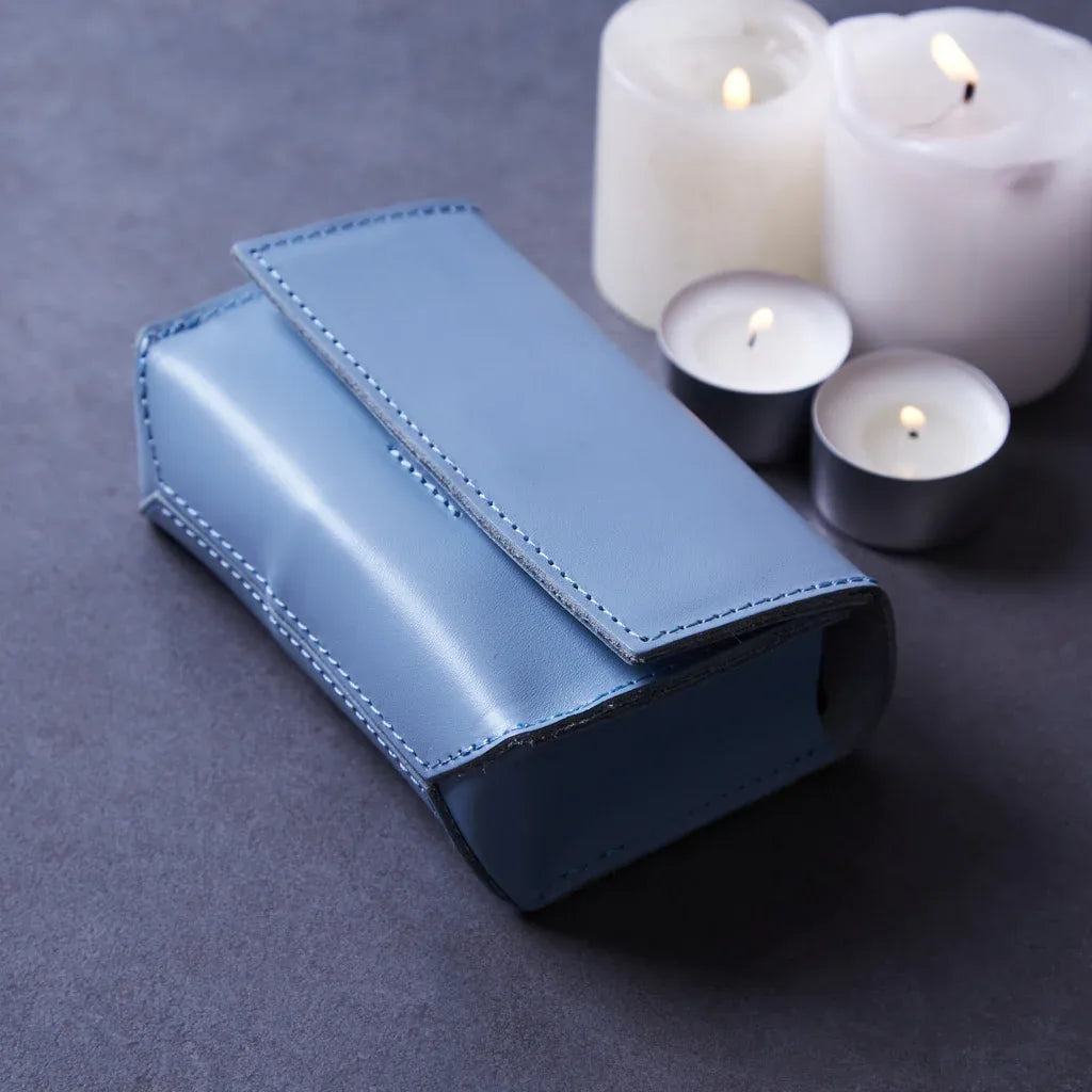 Horizontal tarot bag with magnetic clasp made from classic leather - INCARNEĀ® Global