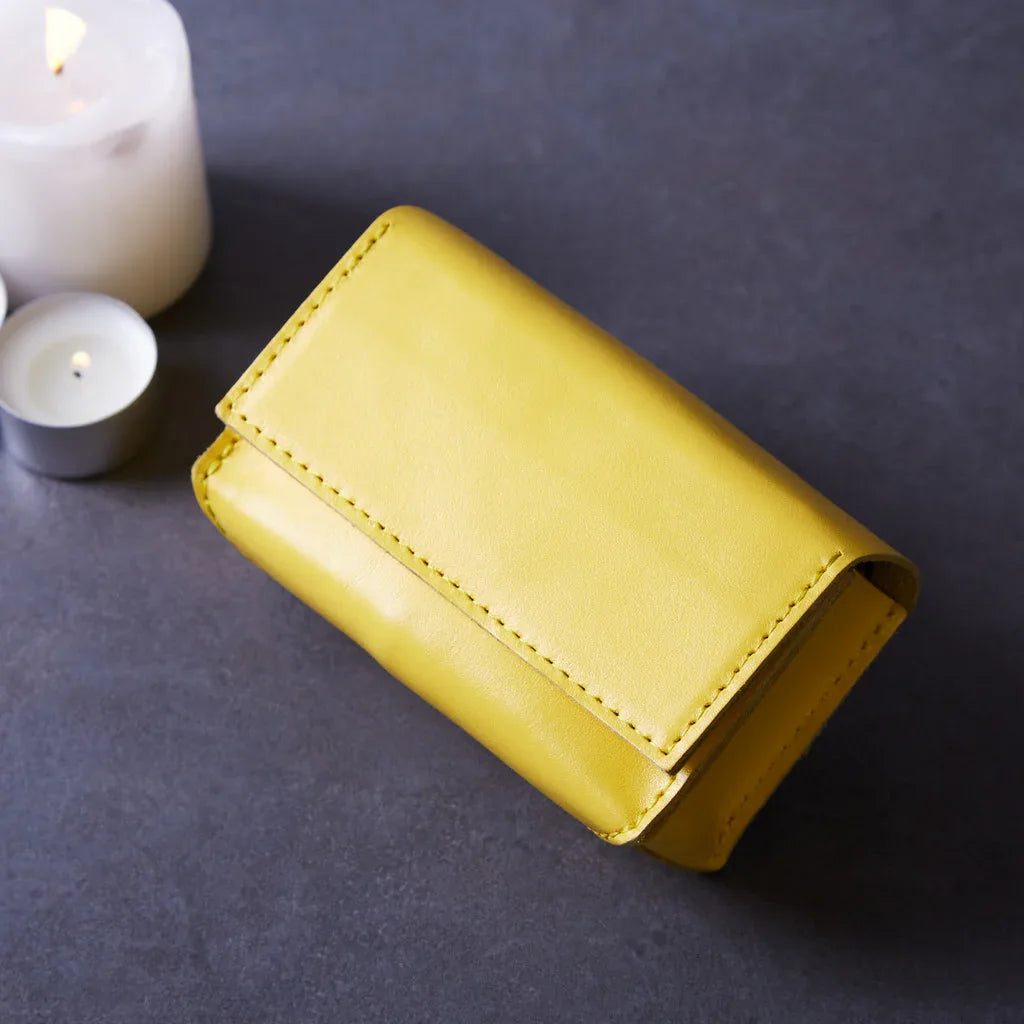 Horizontal tarot bag with magnetic clasp made from classic leather - INCARNEĀ® Global