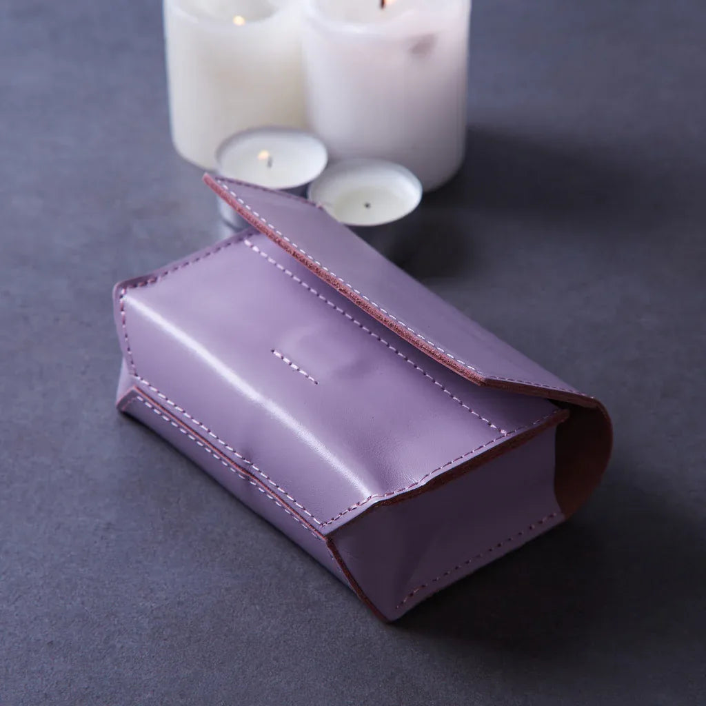 Horizontal tarot bag with magnetic clasp made from classic leather - INCARNEĀ® Global