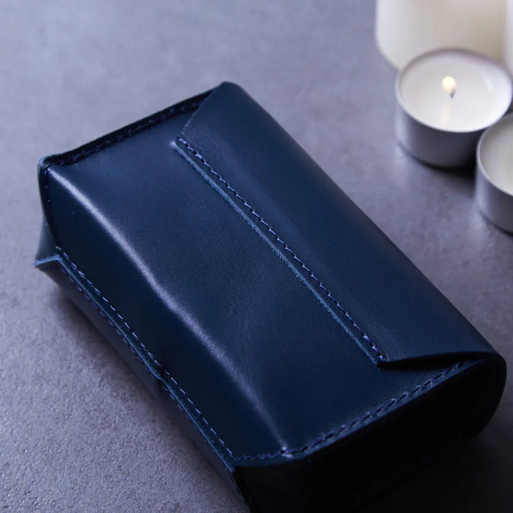 Horizontal tarot bag with magnetic clasp made from classic leather - INCARNEĀ® Global