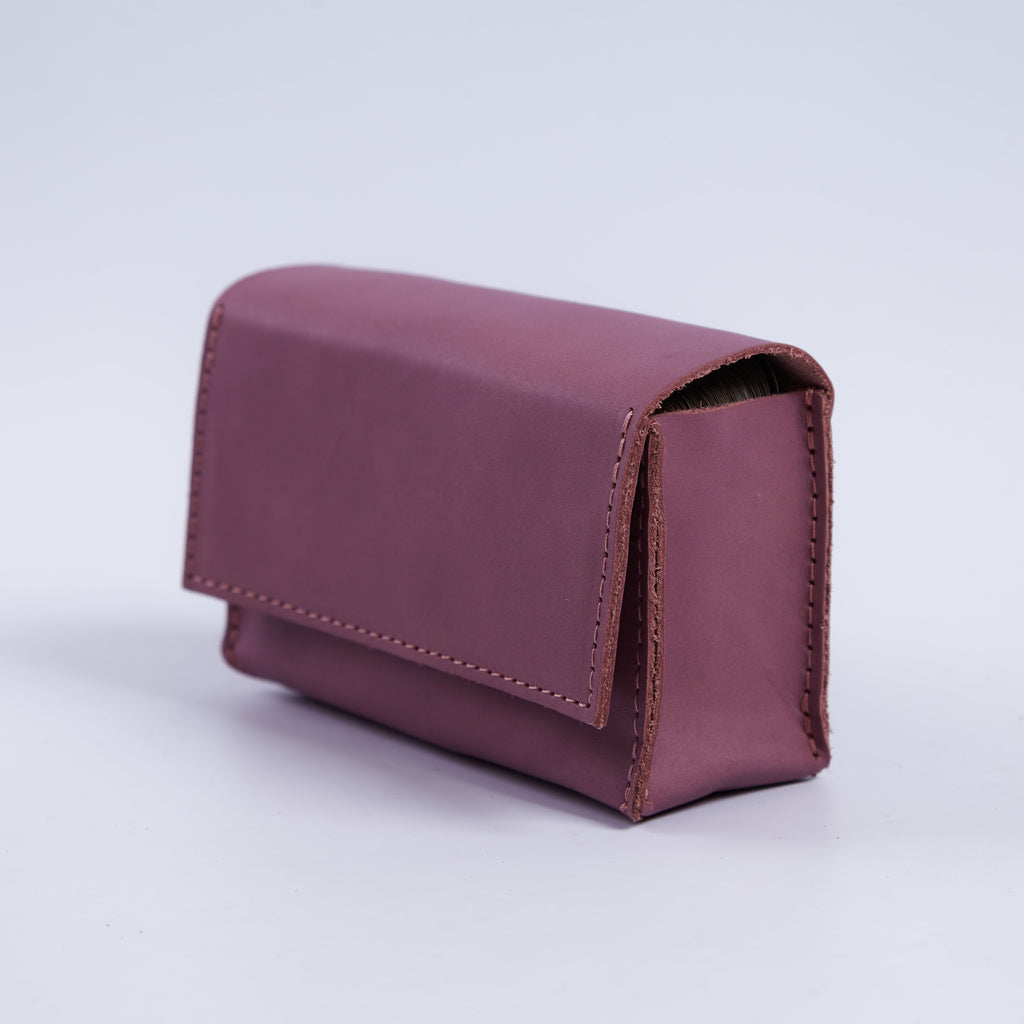Horizontal tarot bag with magnetic clasp made from vintage leather