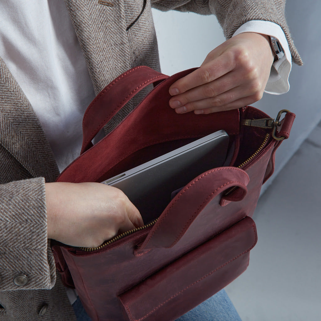 Sac convertible en cuir pour ordinateur portable Voyager Long