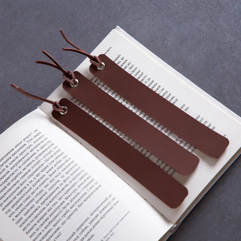 Bookmarks long made from classic leather (set of 3) - INCARNE® Global