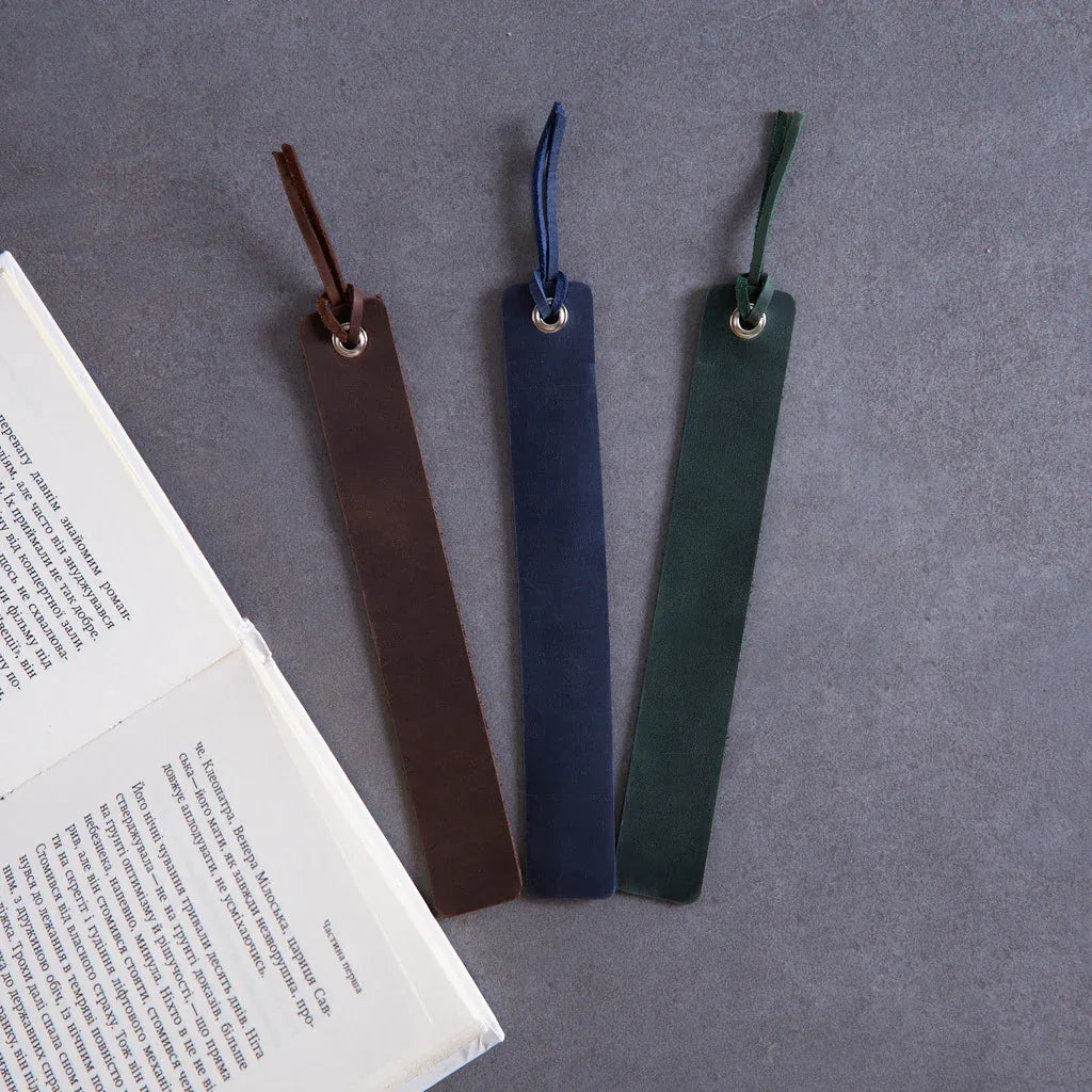Bookmarks long made from vintage leather (set of 3) - INCARNE® Global