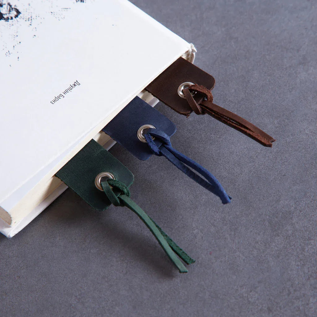 Bookmarks long made from vintage leather (set of 3) - INCARNE® Global