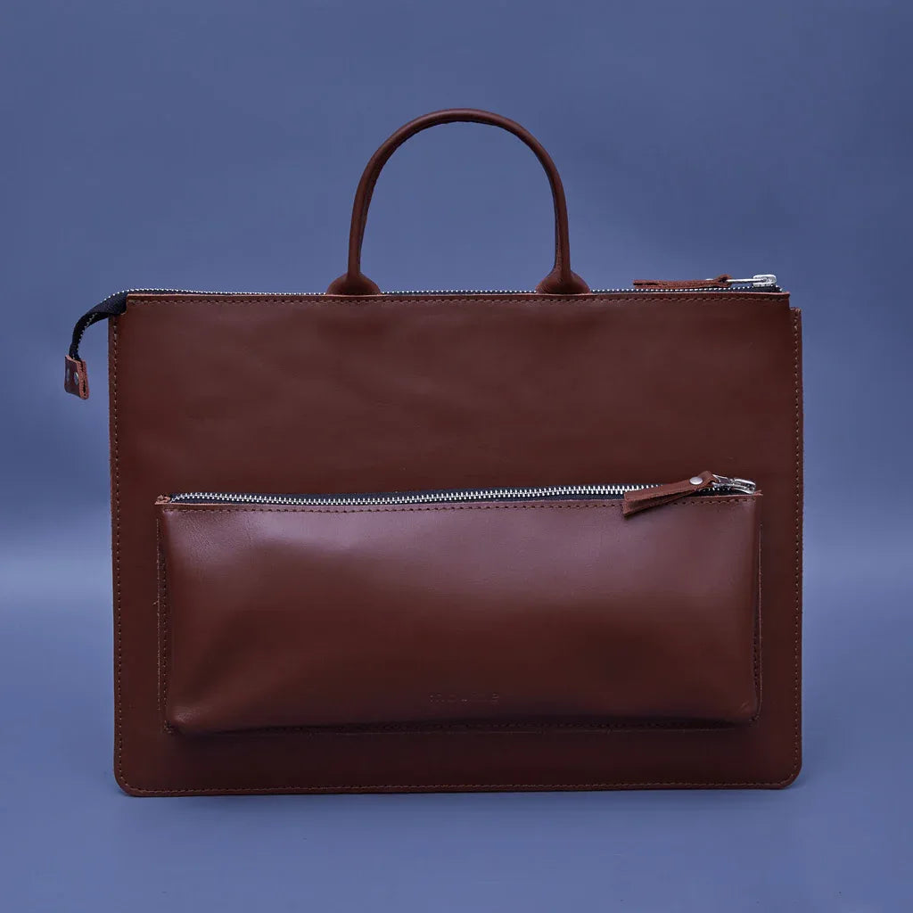 Maryland Laptop Sleeve with Handles in classic leather - INCARNE® Global
