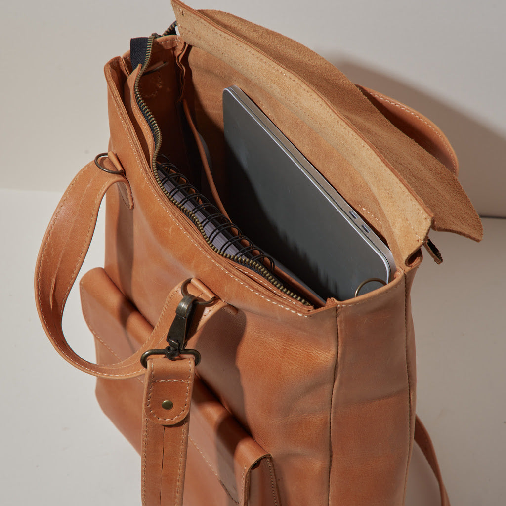 Sac convertible en cuir pour ordinateur portable Voyager Long