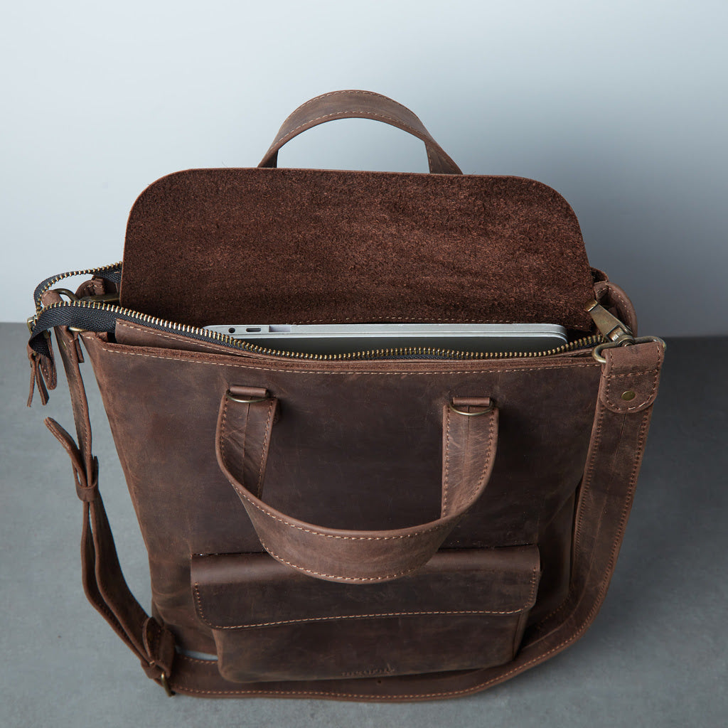 Sac convertible en cuir pour ordinateur portable Voyager Long