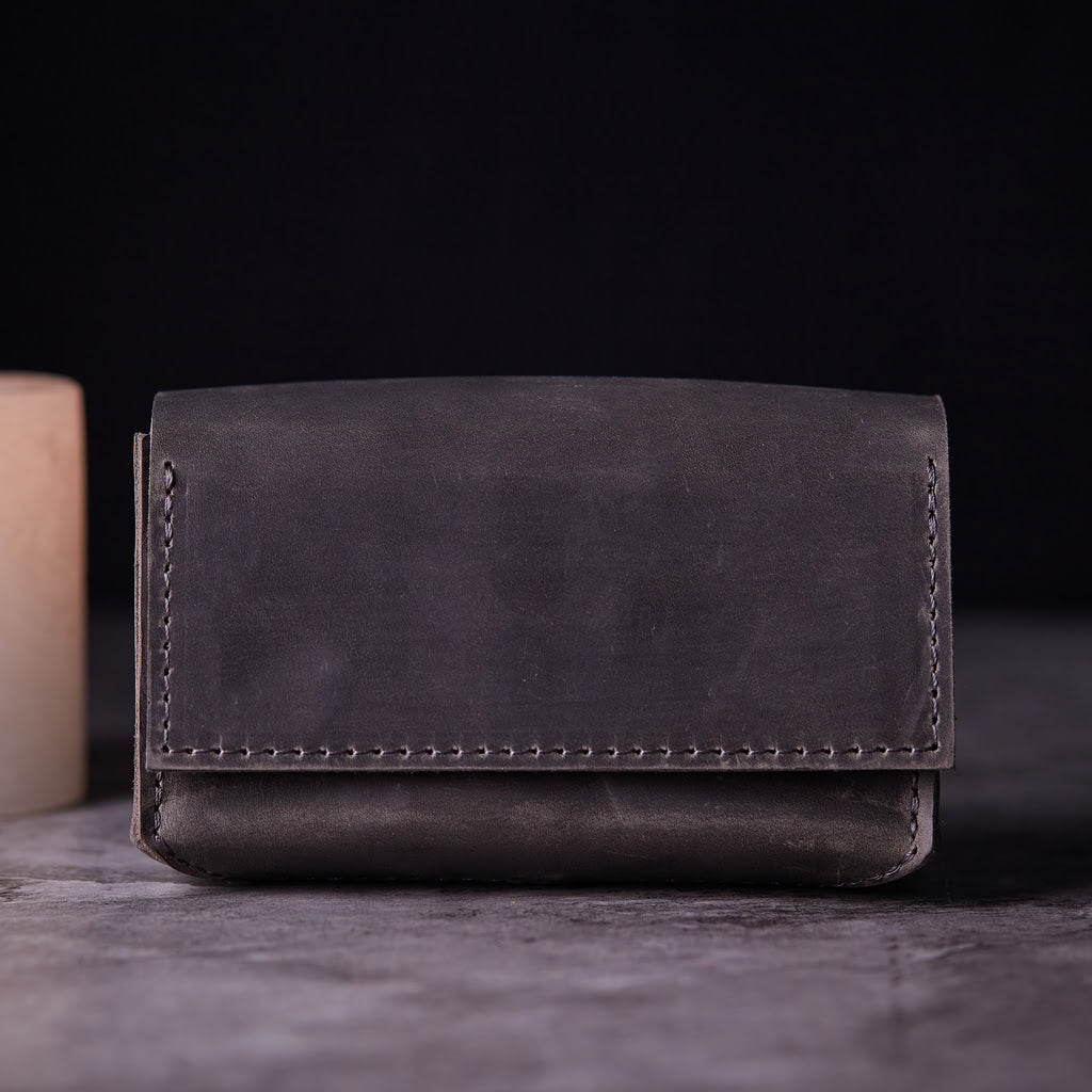 Horizontal tarot bag with magnetic clasp made from vintage leather