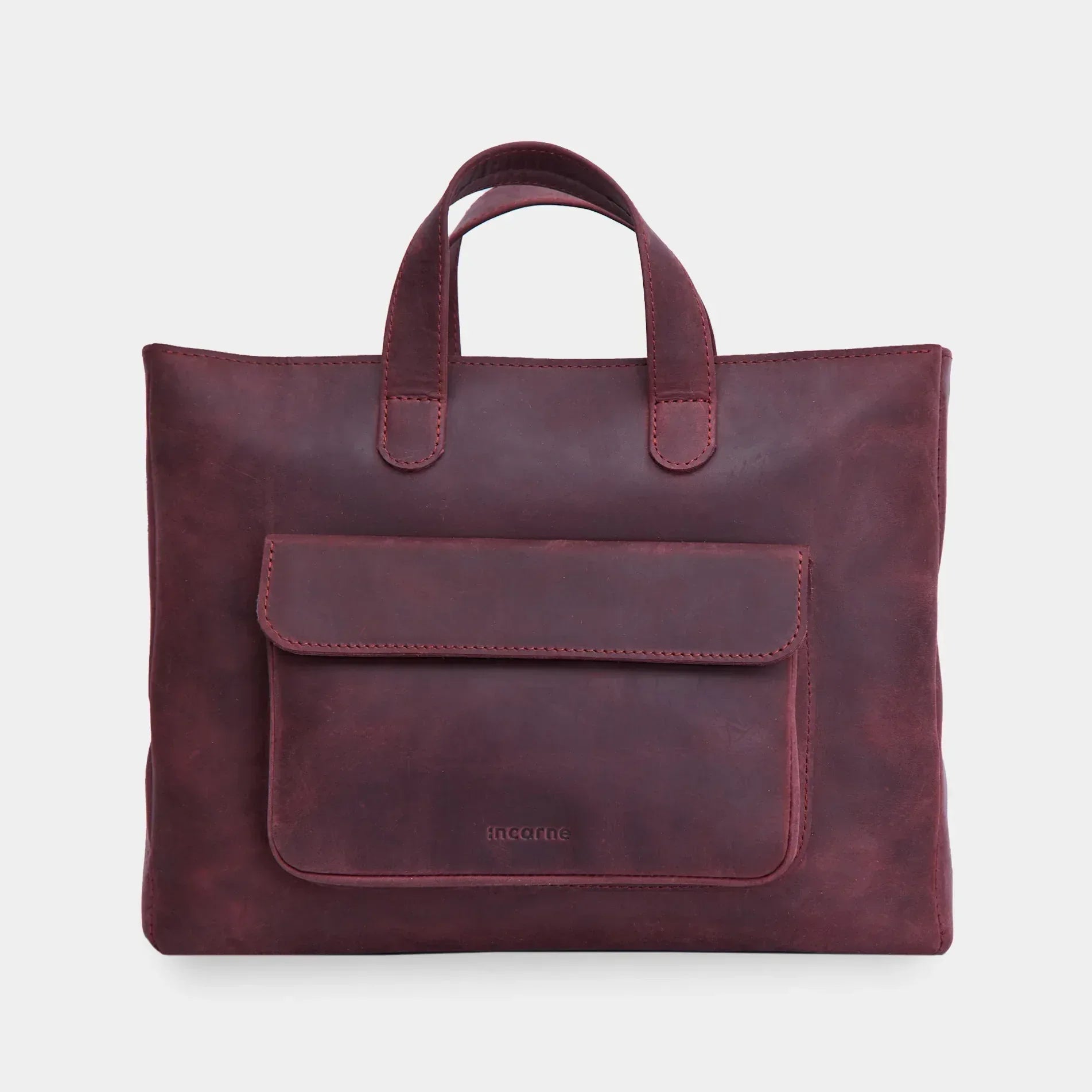 backpack voyager leather Voyager genuine leather Convertible bag with laptop pocket by INCARNE in burgundy