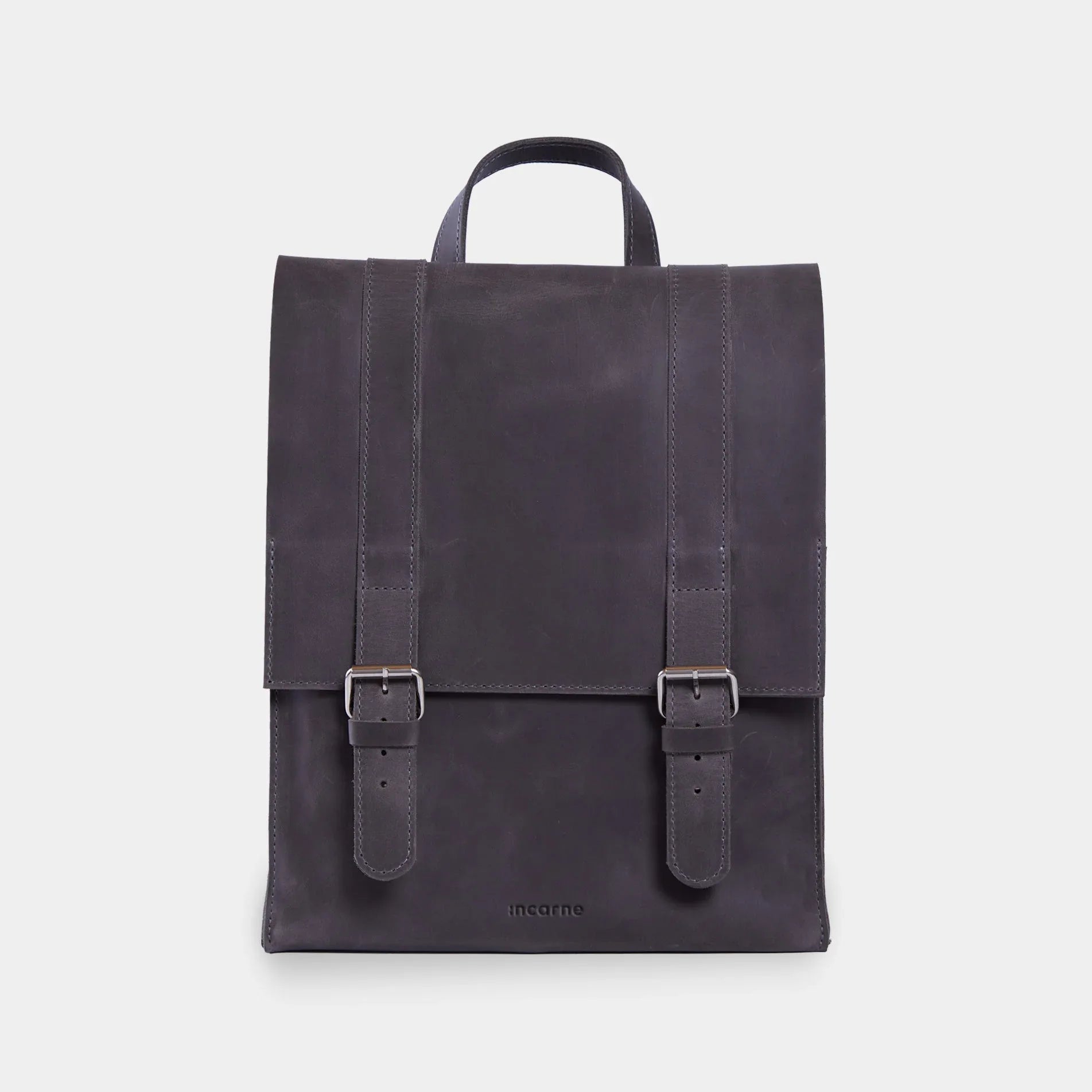 Leather laptop backpack Gloria, gray (vintage)
