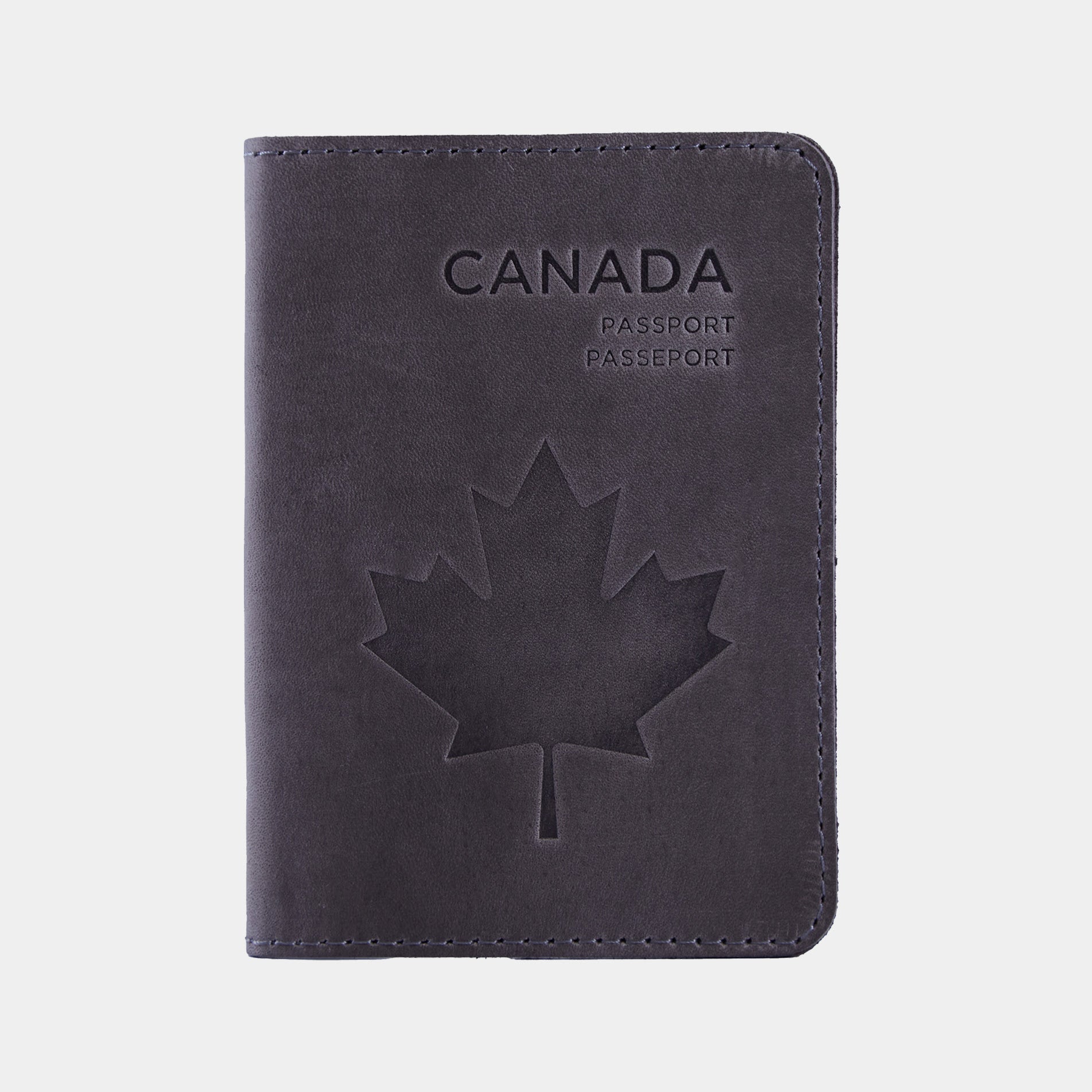 Funda de pasaporte con el símbolo nacional de Canadá hecha de cuero vintage