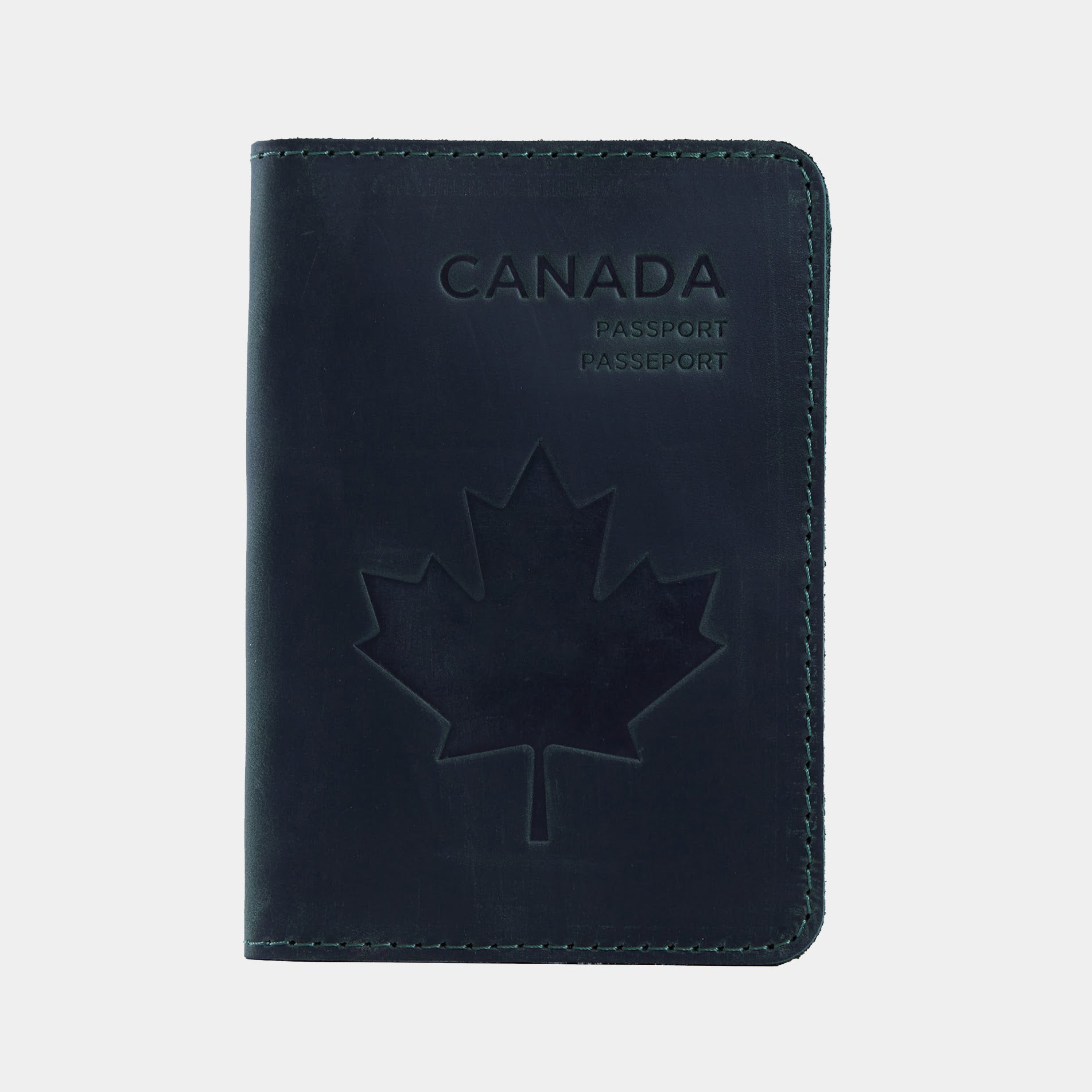 Funda de pasaporte con el símbolo nacional de Canadá hecha de cuero vintage