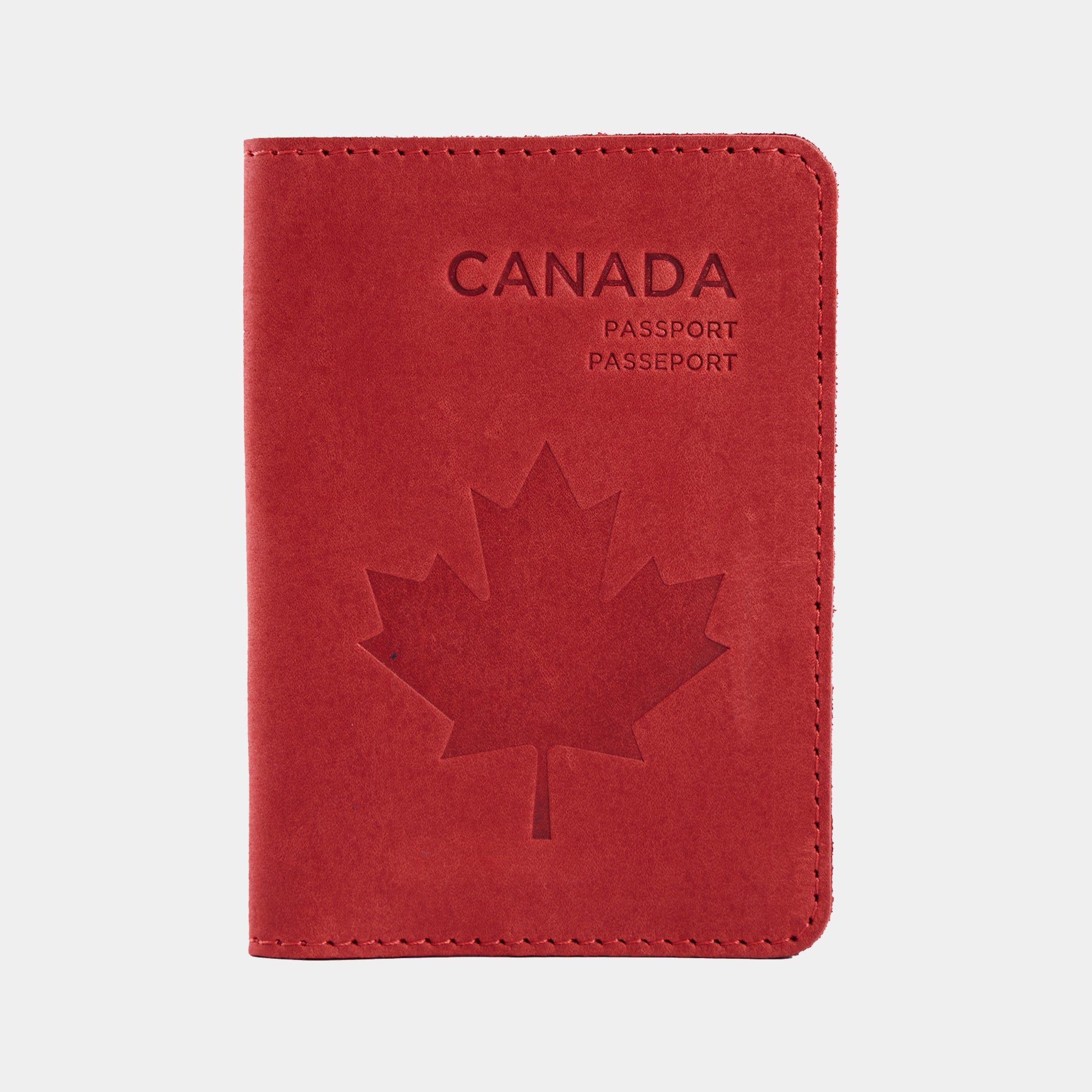 Funda de pasaporte con el símbolo nacional de Canadá hecha de cuero vintage