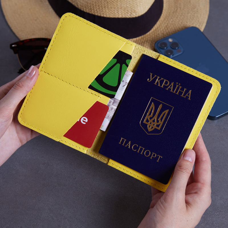 Passport Cover with Pockets Made from Classic Leather