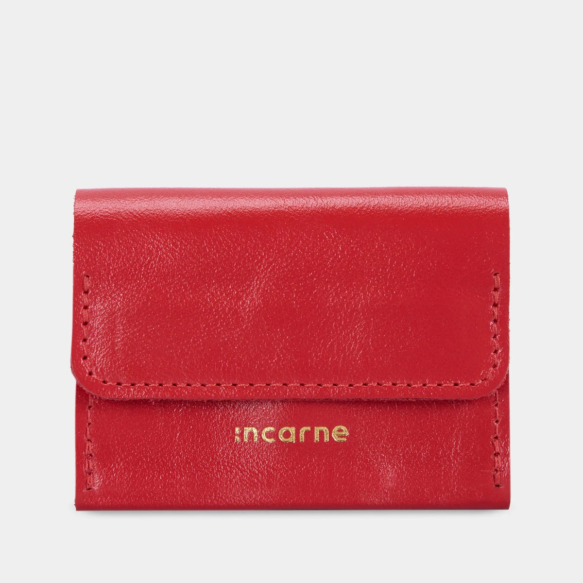 Compact leather wallet for cards and banknotes Lean, red