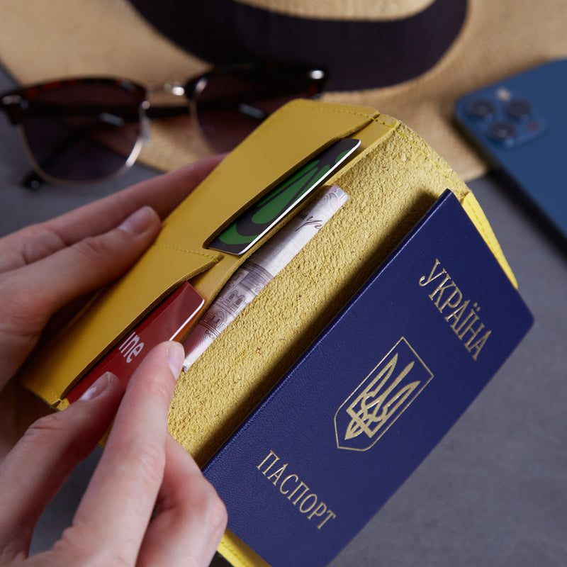 Passport Cover with Pockets Made from Classic Leather