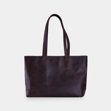 Spacious women's shopper bag with a laptop compartment made from vintage leather Emeli