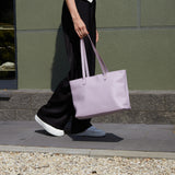 Spacious women's shopper bag with a laptop compartment made from classic leather Emeli