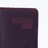 Passport cover with the national symbol of Canada мade from vintage leather