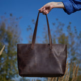 Spacious women's shopper bag with a laptop compartment made from vintage leather Emeli