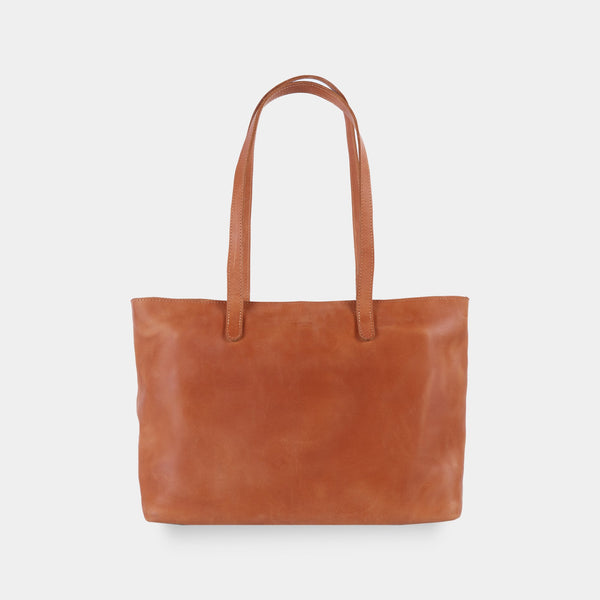 Spacious women's shopper bag with a laptop compartment made from vintage leather Emeli