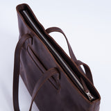 Spacious women's shopper bag with a laptop compartment made from vintage leather Emeli