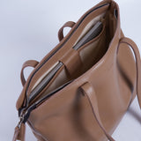 Spacious women's shopper bag with a laptop compartment made from classic leather Emeli